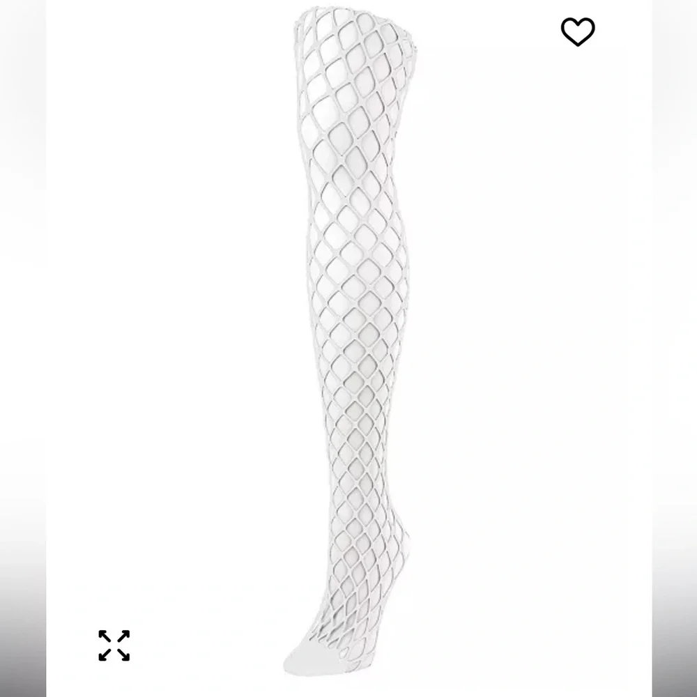 White Fishnet Tights MeMoi NWT M/L